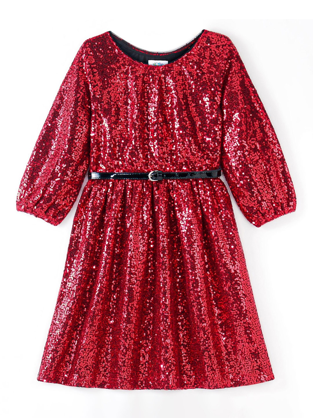 

Hola Bonita Embellished Print Fit & Flare Dress, Red
