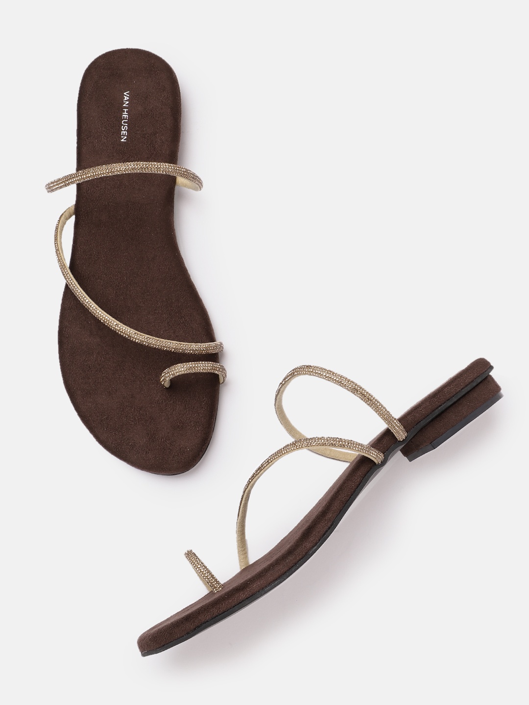 

Van Heusen Women Embellished One Toe Flats, Brown