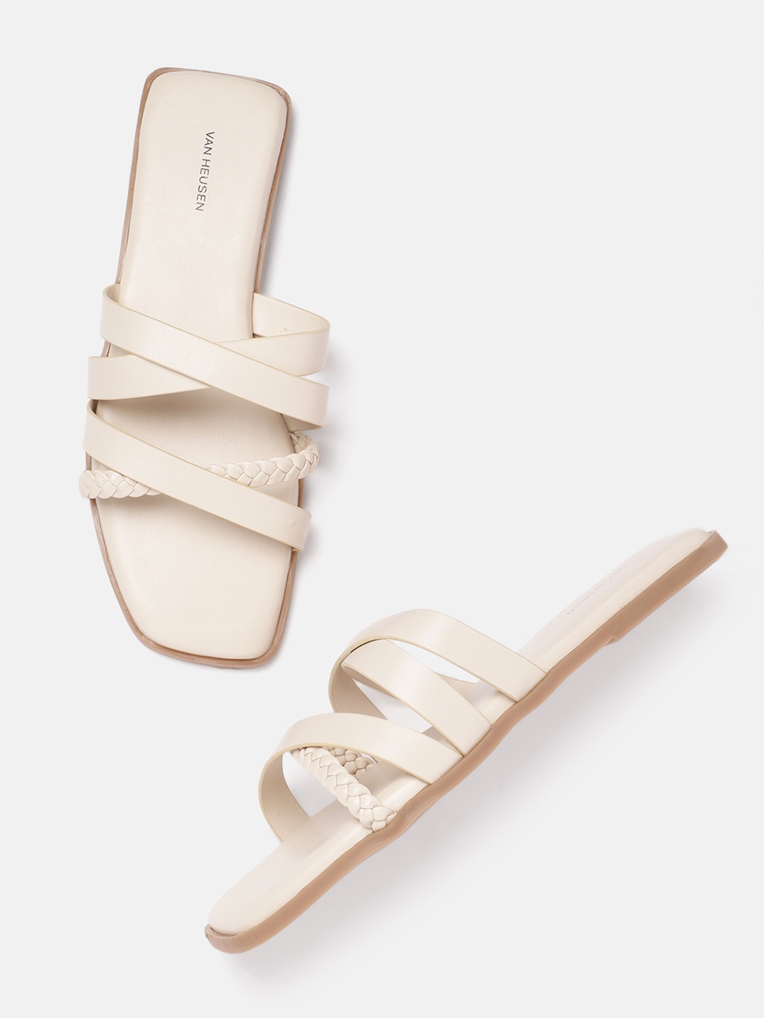 

Van Heusen Women Strappy Open Toe Flats, Off white