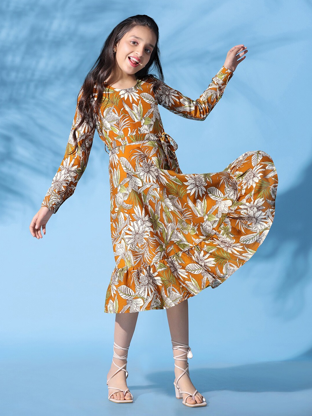 

BAESD Floral Print Fit & Flare Dress, Mustard