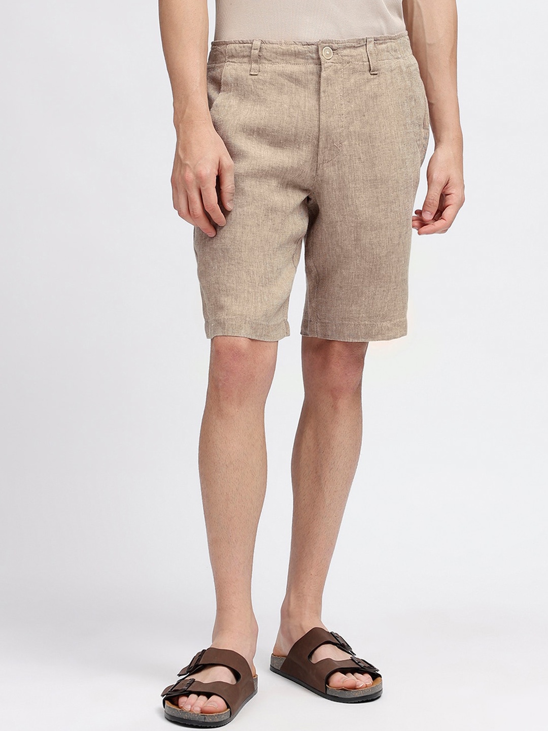 

Bruun & Stengade Men Linen Shorts, Brown