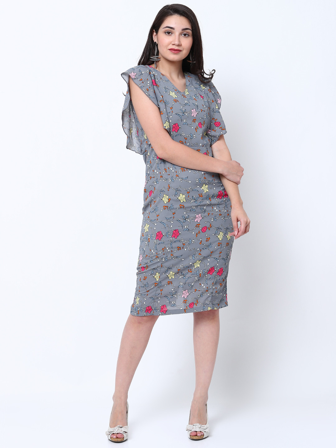 

Tokyo Talkies Women Grey Printed Sheath Dress