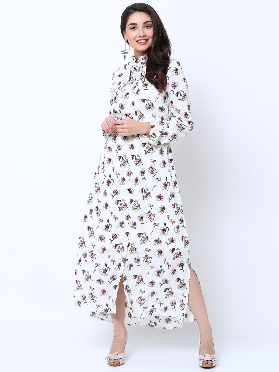 

Tokyo Talkies Women White Printed Maxi Dress