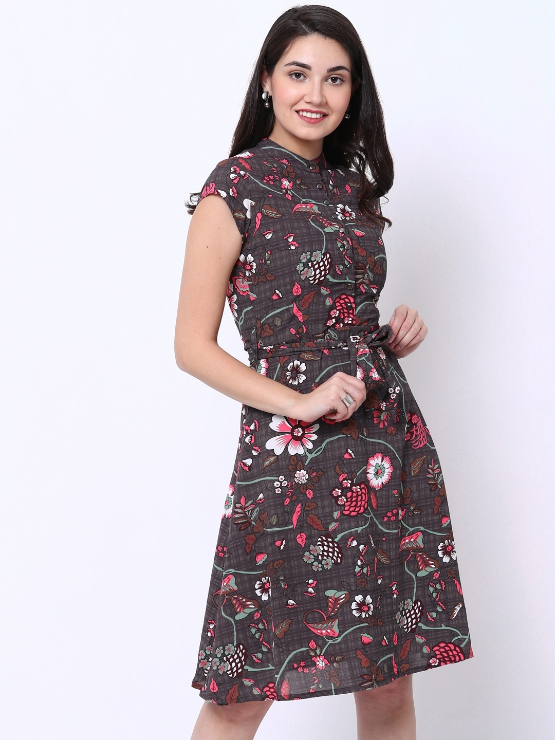 

Tokyo Talkies Women Grey Printed Fit and Flare Dress