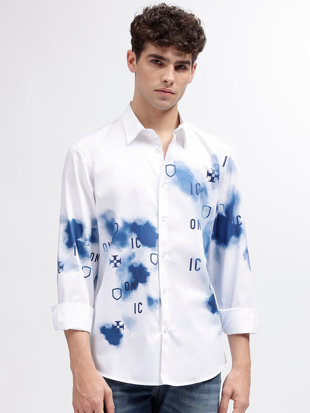 

Iconic Printed Regular Fit Cotton Shirt, White