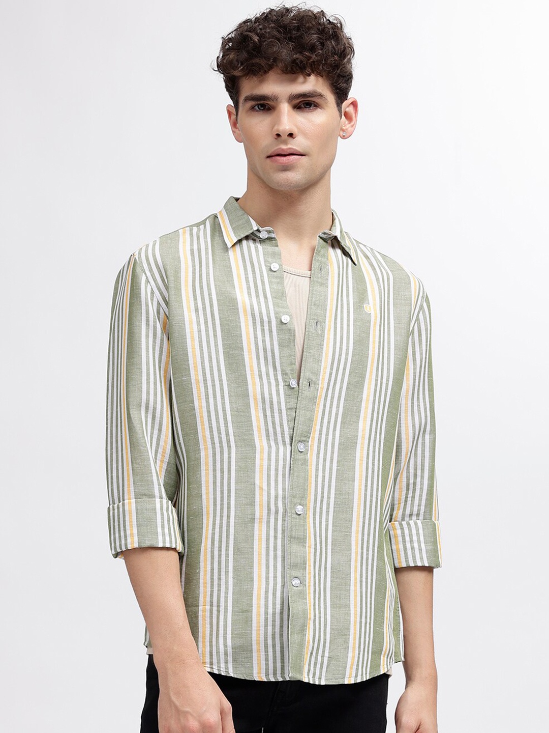 

Iconic Striped Regular Fit Linen Shirt, Multi