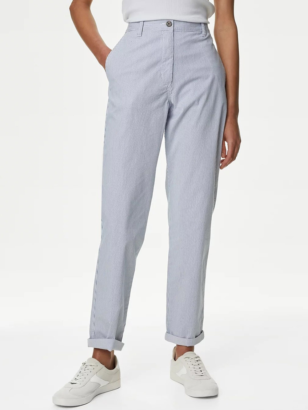 

Marks & Spencer Women Slim Fit High-Rise Trousers, White
