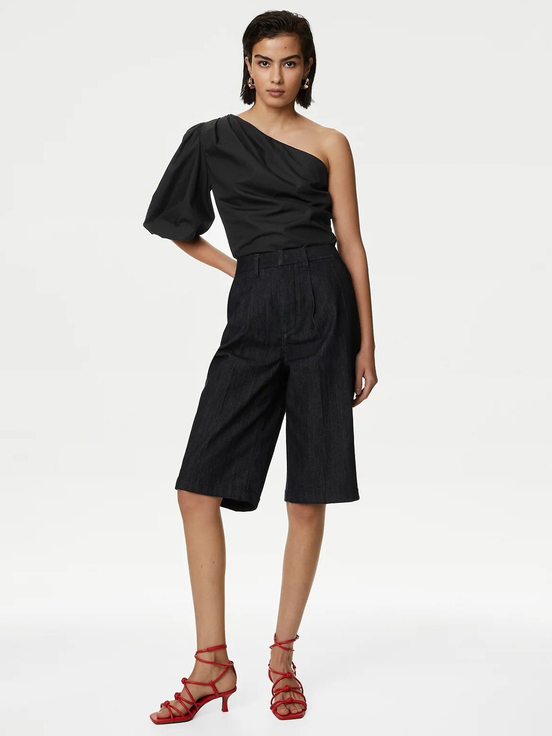 

Marks & Spencer One Shoulder Cotton Top, Black