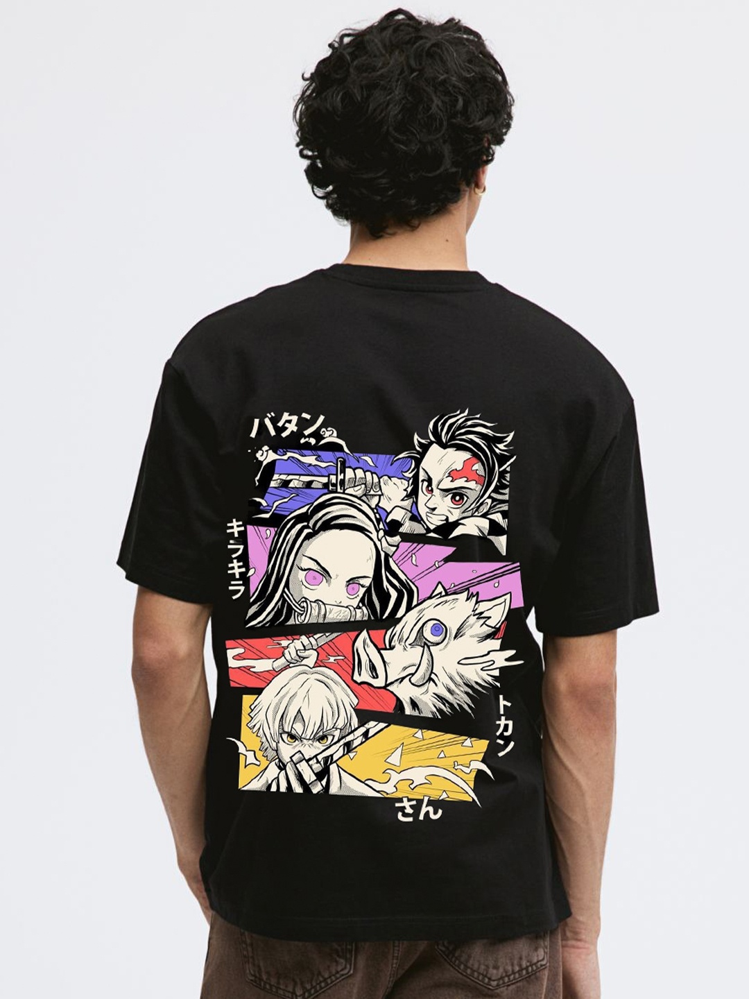 

Miaz Lifestyle Naruto Graphic Printed Drop-Shoulder Sleeves Cotton Oversized T-shirt, Black