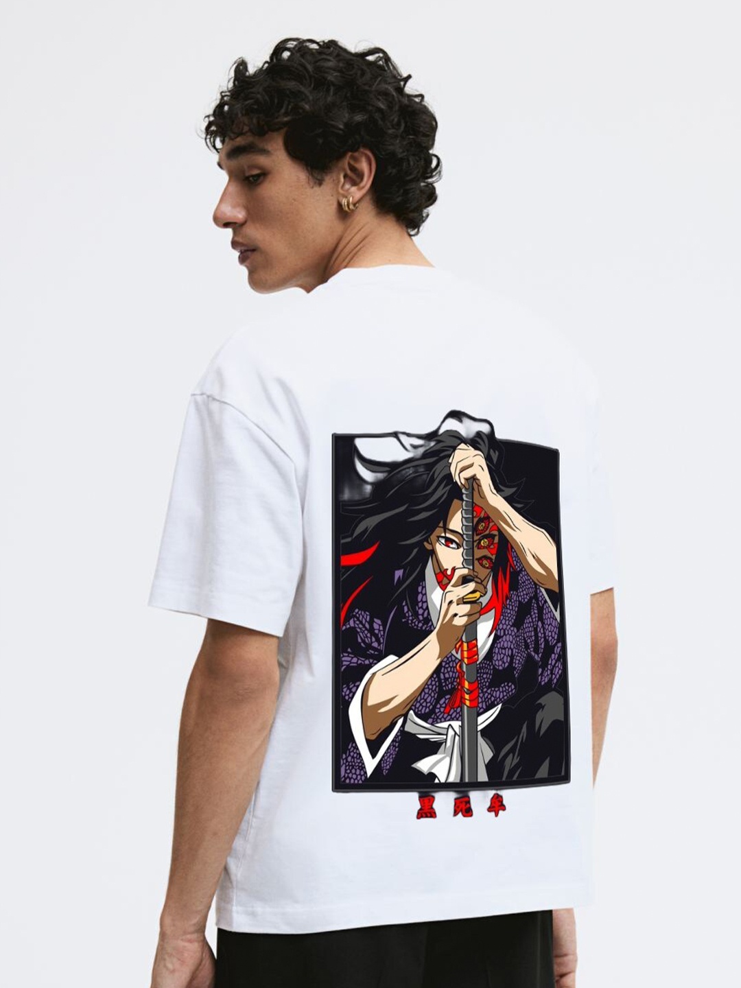 

Miaz Lifestyle Naruto Graphic Printed Drop-Shoulder Sleeves Cotton Oversized T-shirt, White