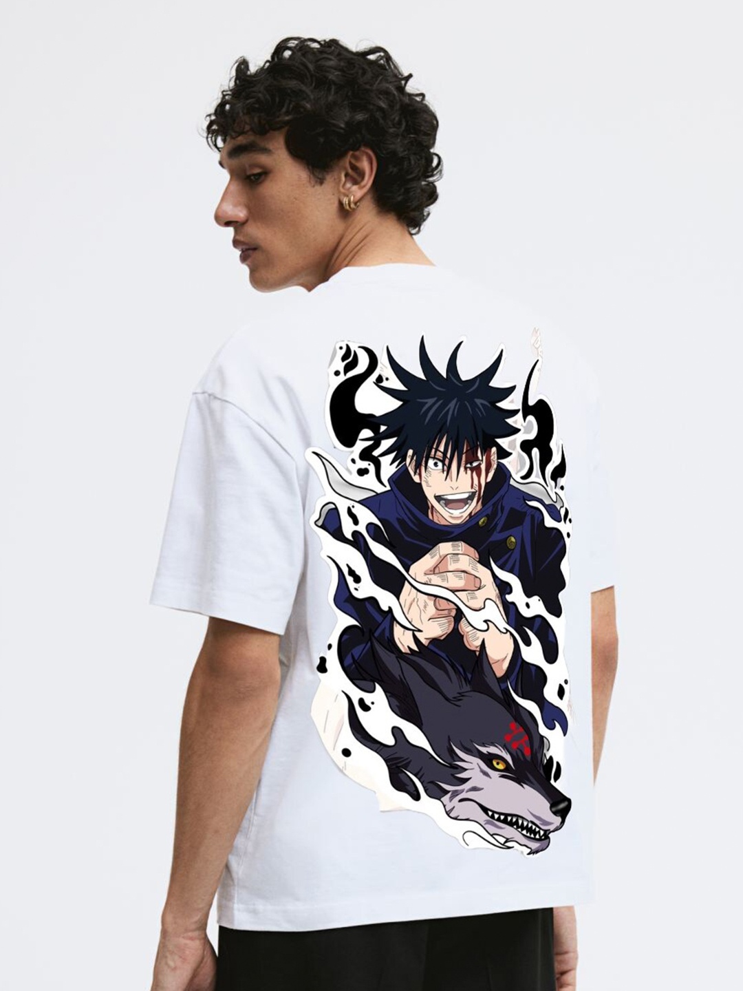 

Miaz Lifestyle Naruto Graphic Printed Drop-Shoulder Sleeves Cotton Oversized T-shirt, White