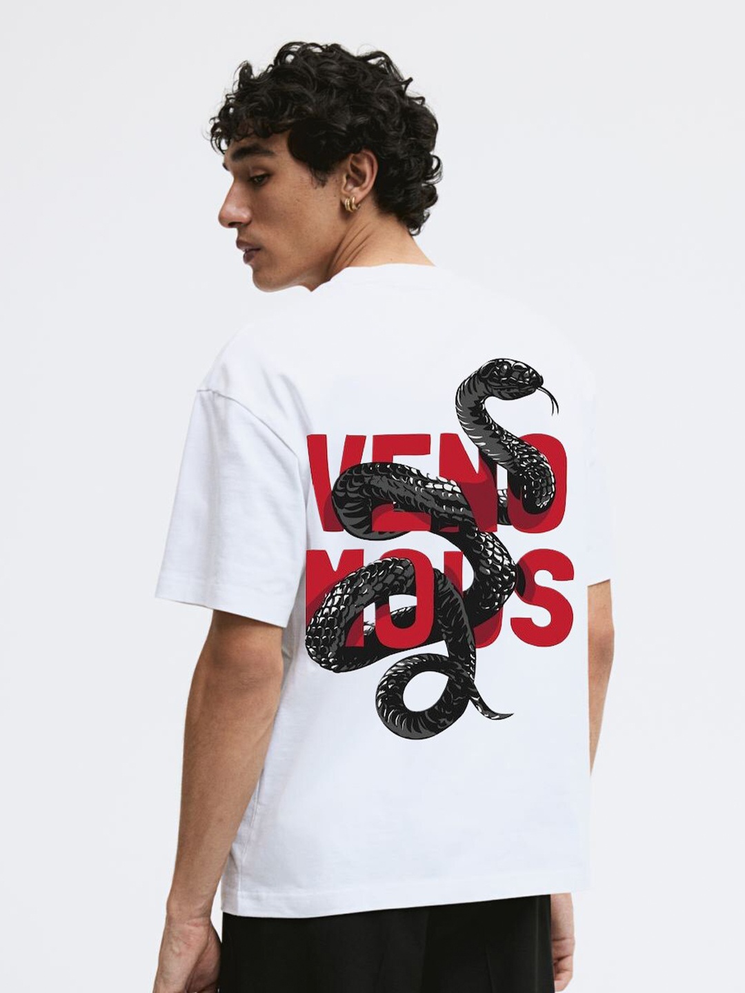 

Miaz Lifestyle Typography Printed Drop-Shoulder Sleeves Cotton Oversized T-shirt, White