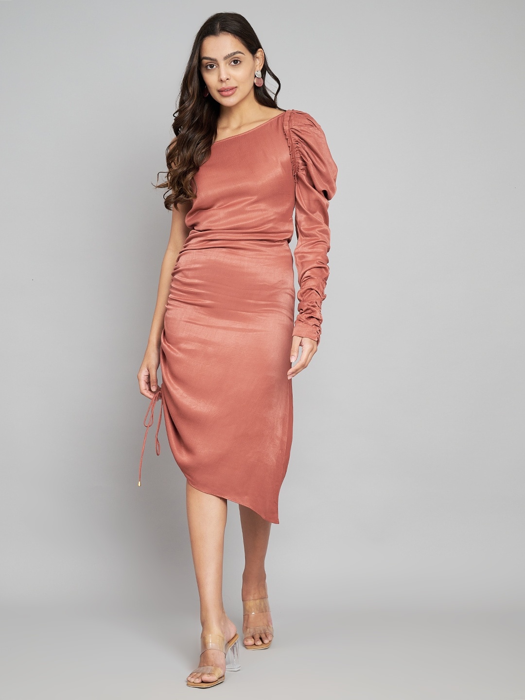 

Amagyaa Cold-Shoulder Sheath Midi Dress, Rust