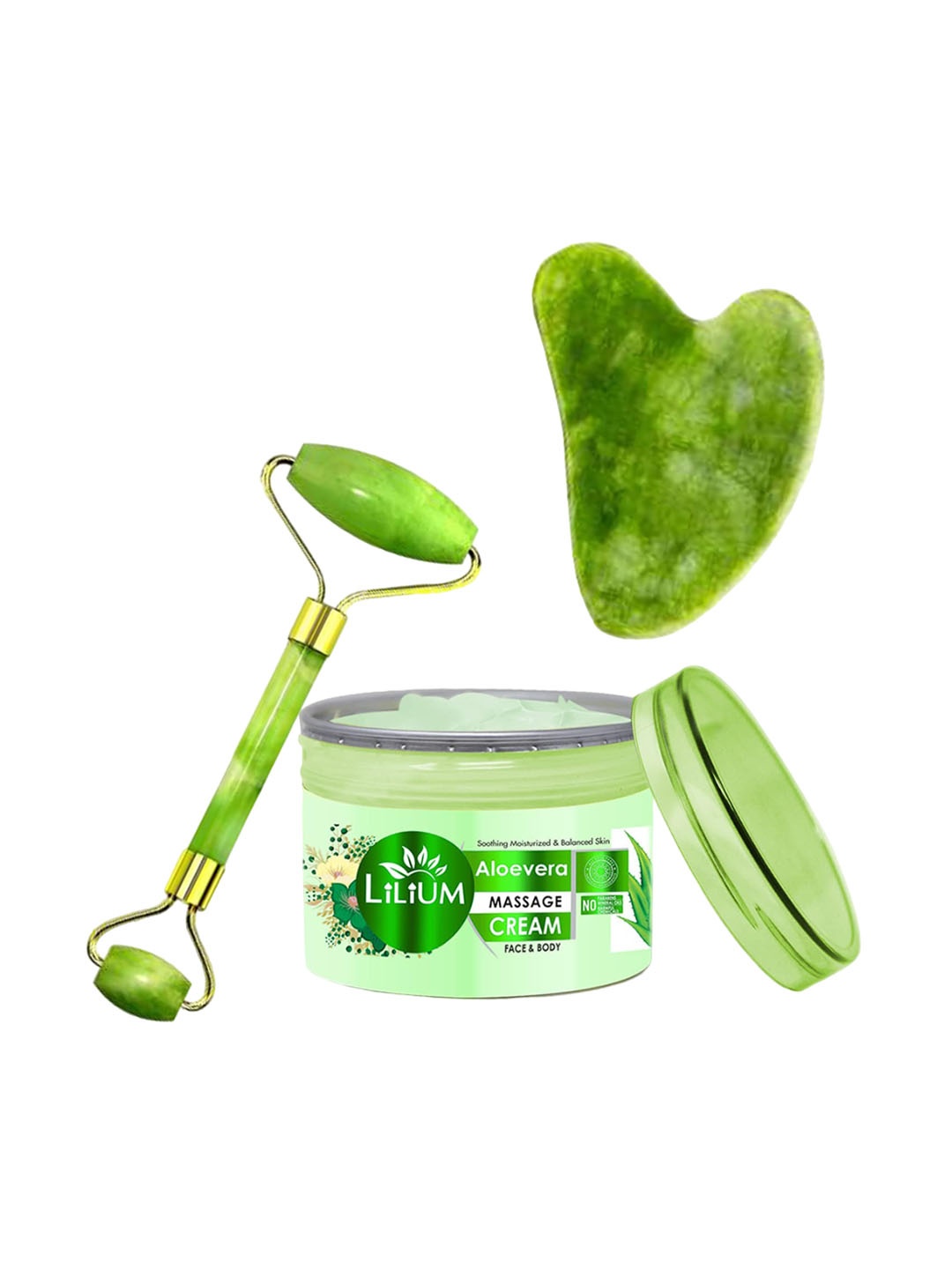 

Lilium Aloe Vera Face & Body Massage Cream & Double Side Face Roller -250gm, Nude