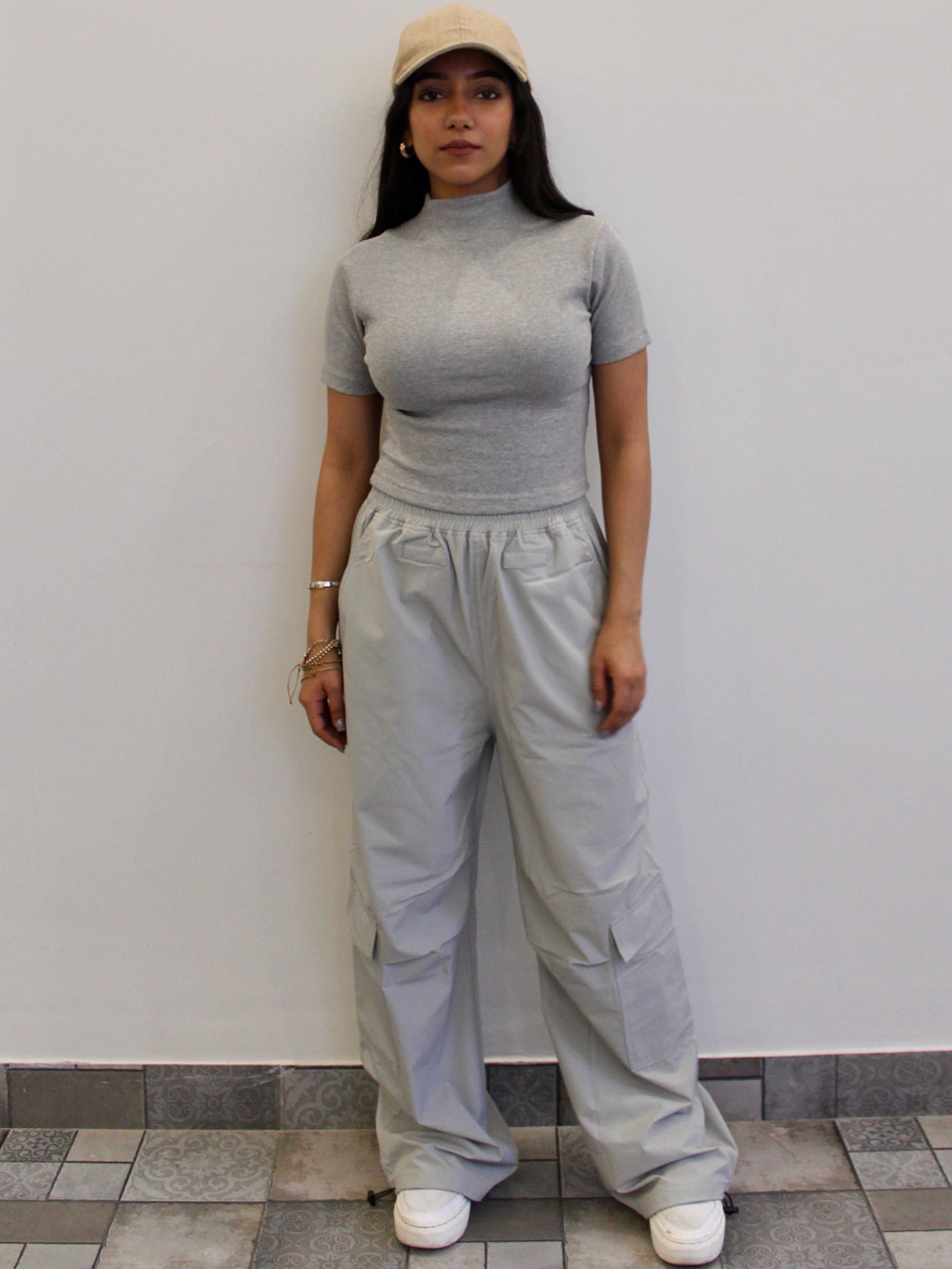 

Obleka High Neck T-Shirt & Flared Trouser Co-Ords, Grey