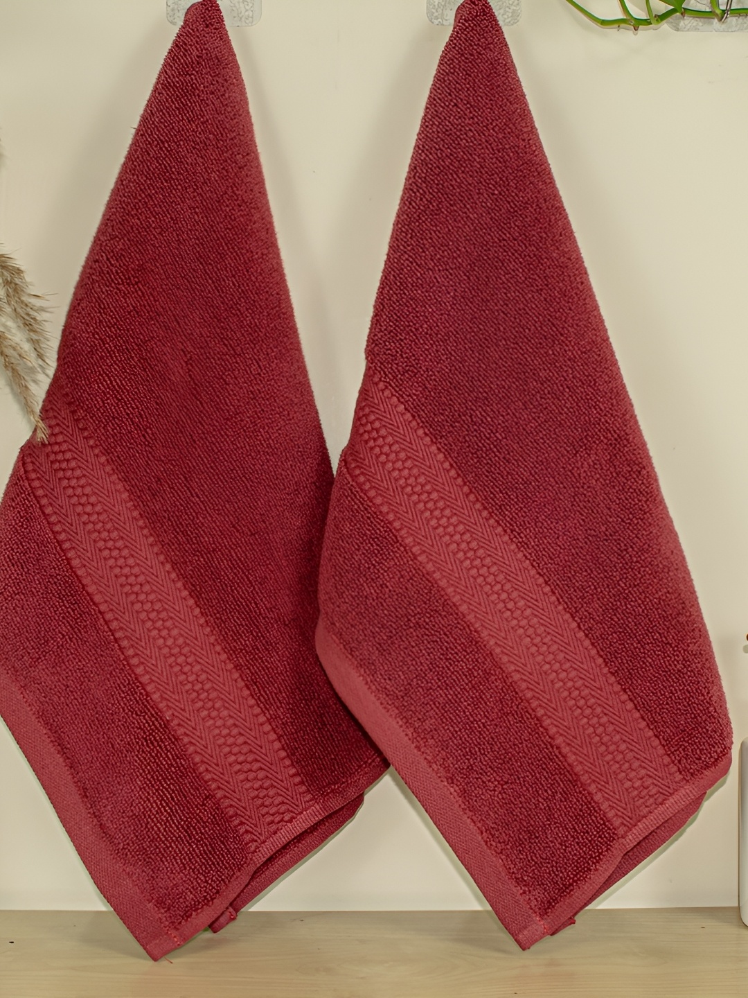 

RANGOLI Maroon 2 Pieces 625 GSM Pure Cotton Hand Towels