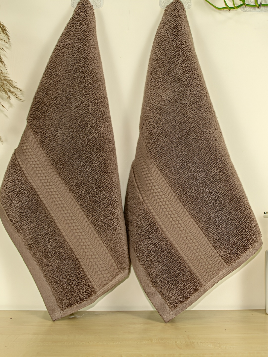 

RANGOLI Brown 2 Pieces 625 GSM Pure Cotton Hand Towels