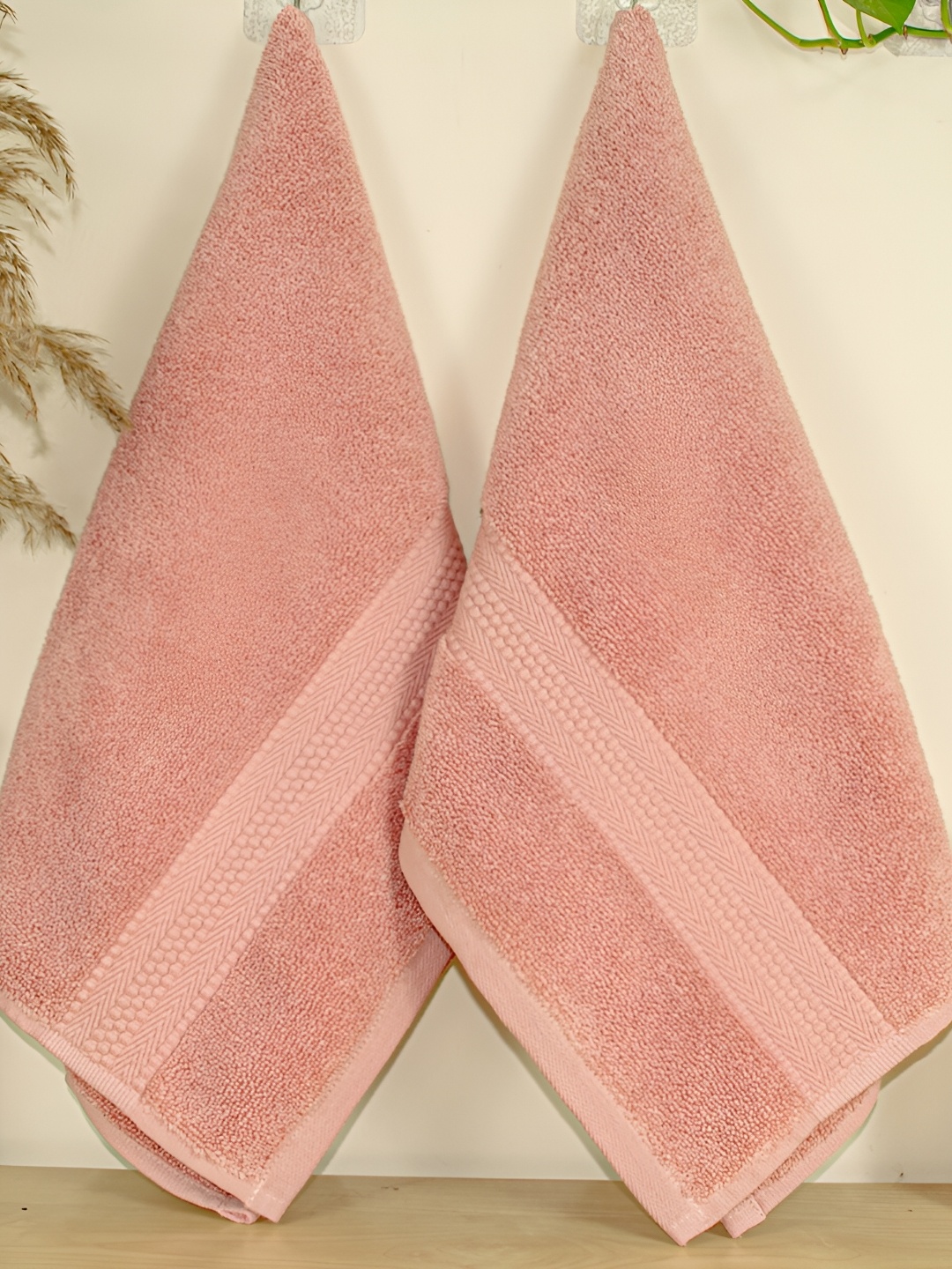 

RANGOLI Peach 2 Pieces 625 GSM Pure Cotton Hand Towels