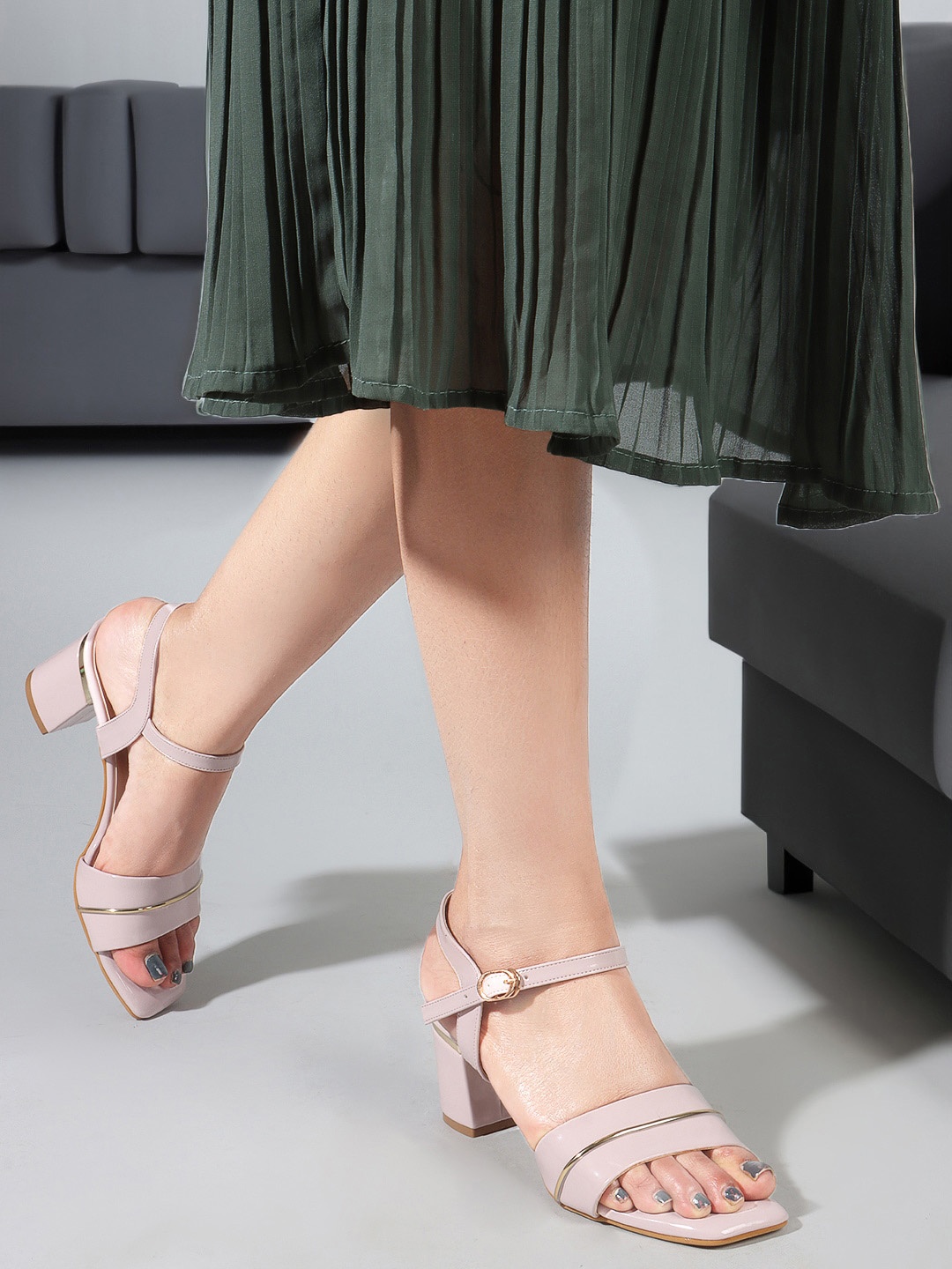 

Carlton London Open Toe Block Heel Sandals, Lavender