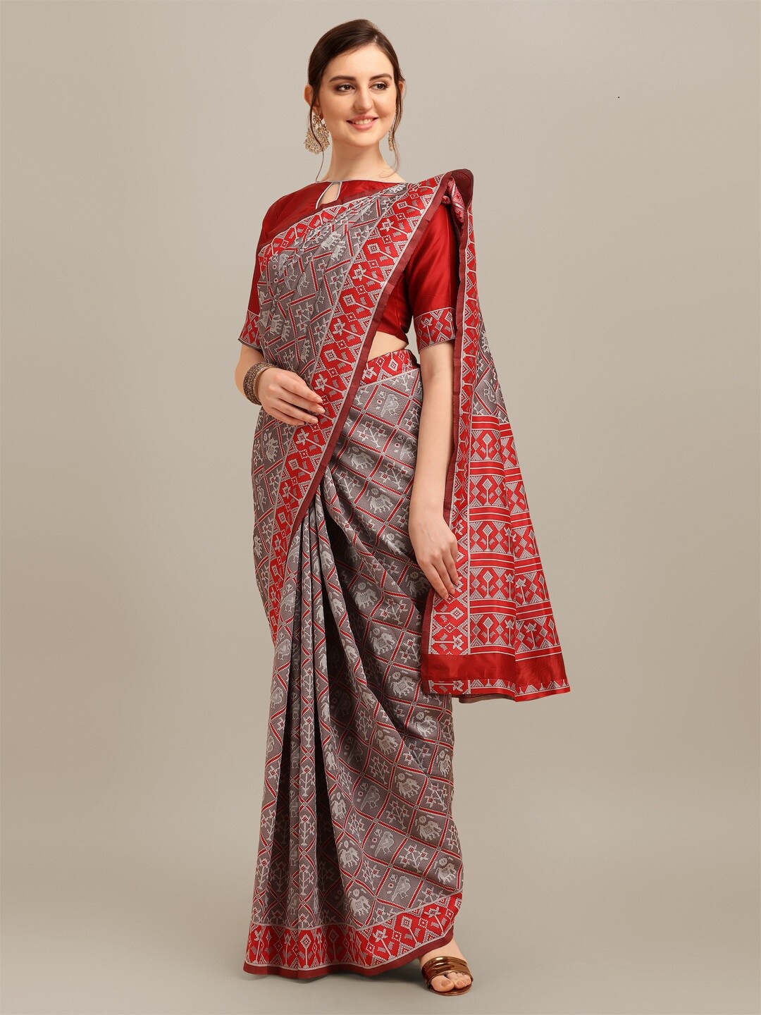 

KALINI Woven Design Banarasi Saree, Grey