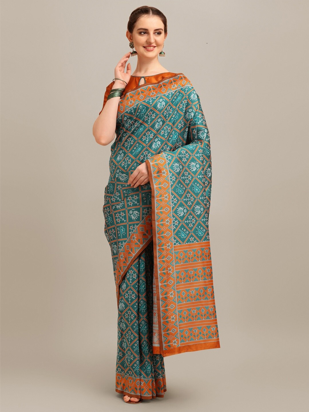 

KALINI Woven Design Banarasi Saree, Turquoise blue