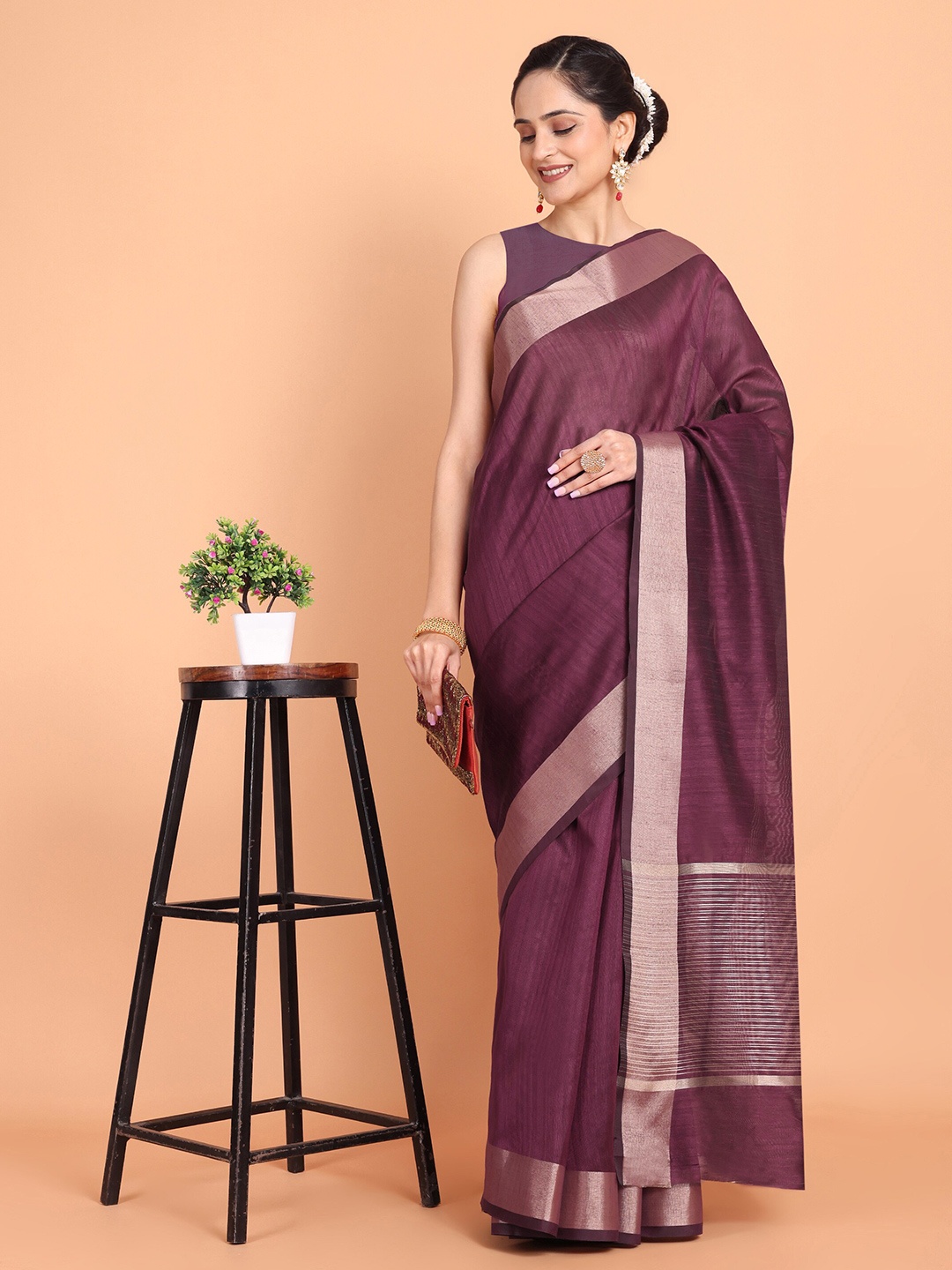 

KAZIA Zari Banarasi Saree, Purple