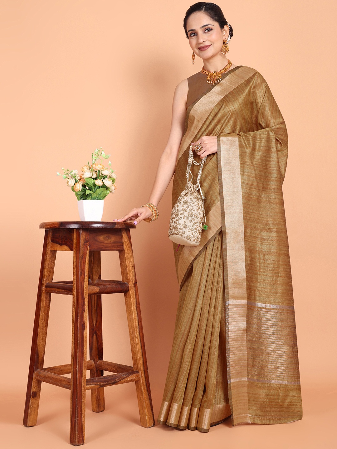 

KAZIA Woven Design Zari Banarasi Saree, Brown