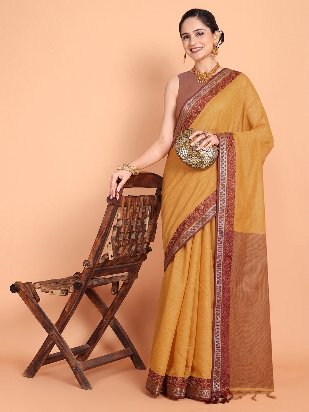 

KAZIA Woven Design Banarasi Saree, Yellow