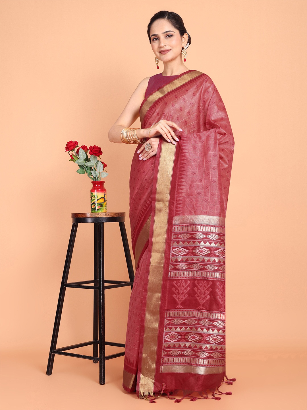 

KAZIA Woven Design Zari Banarasi Saree, Red