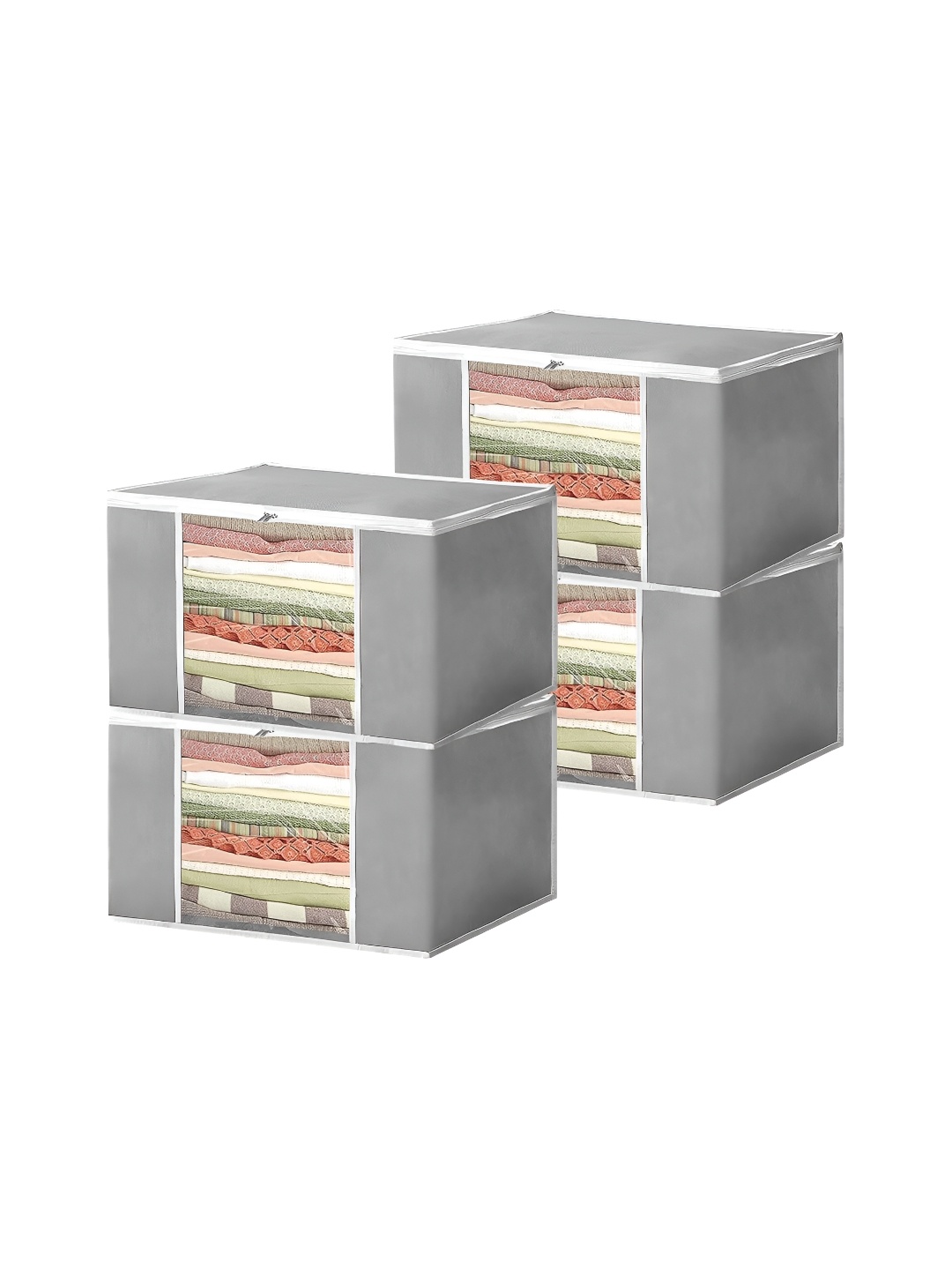 

atorakushon Grey 4 Pieces Fabric Reusable Multi-Utility Organisers