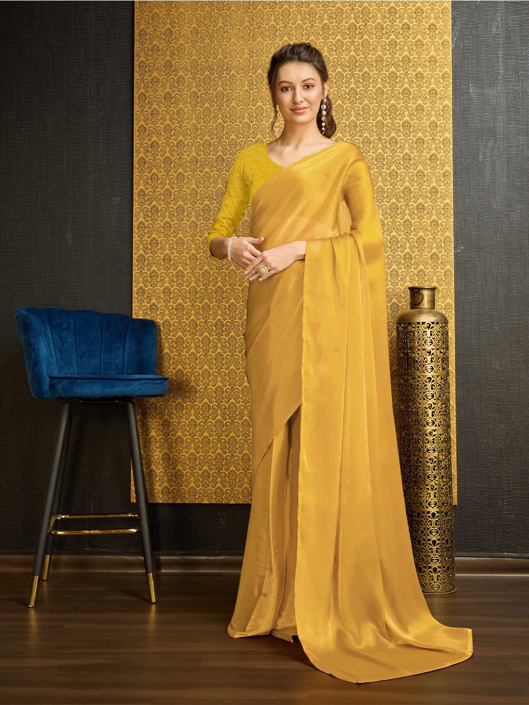 

Mitera Organza Ready to Wear Saree, Yellow