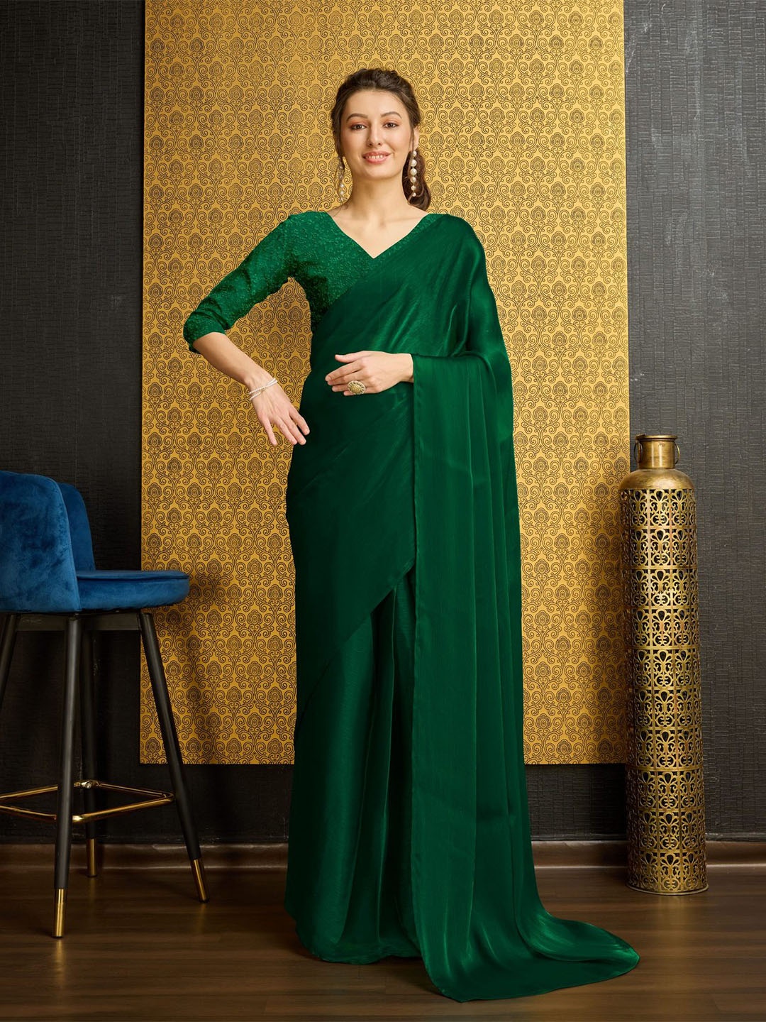 

Mitera Organza Ready to Wear Saree, Green