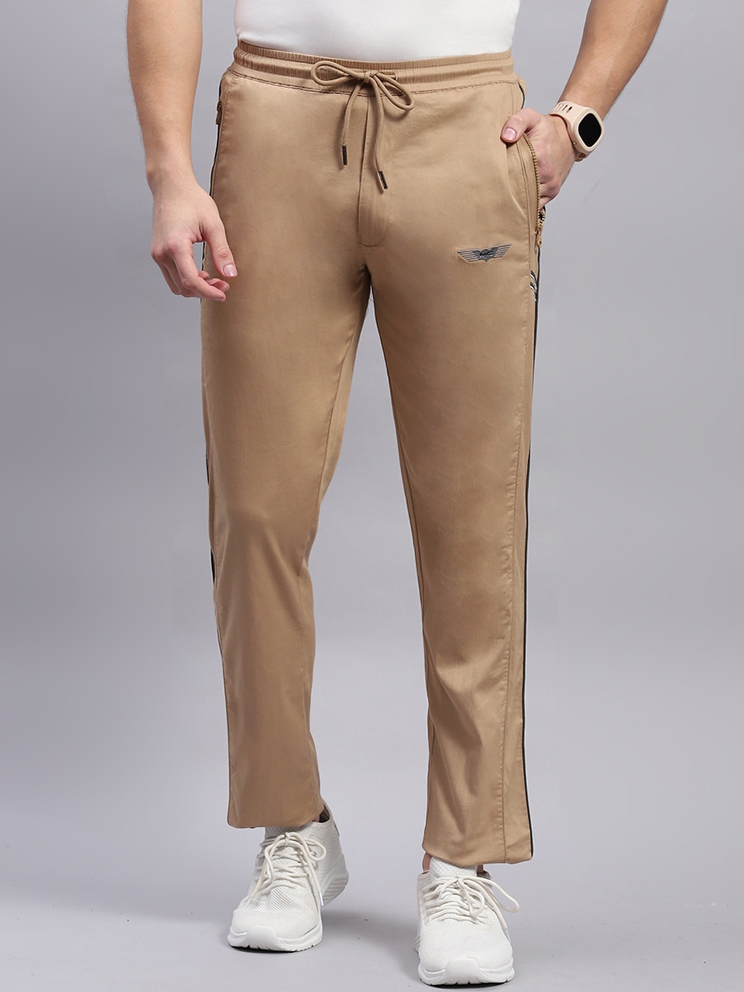 

Monte Carlo Men Cotton Mid Rise Track Pants, Khaki