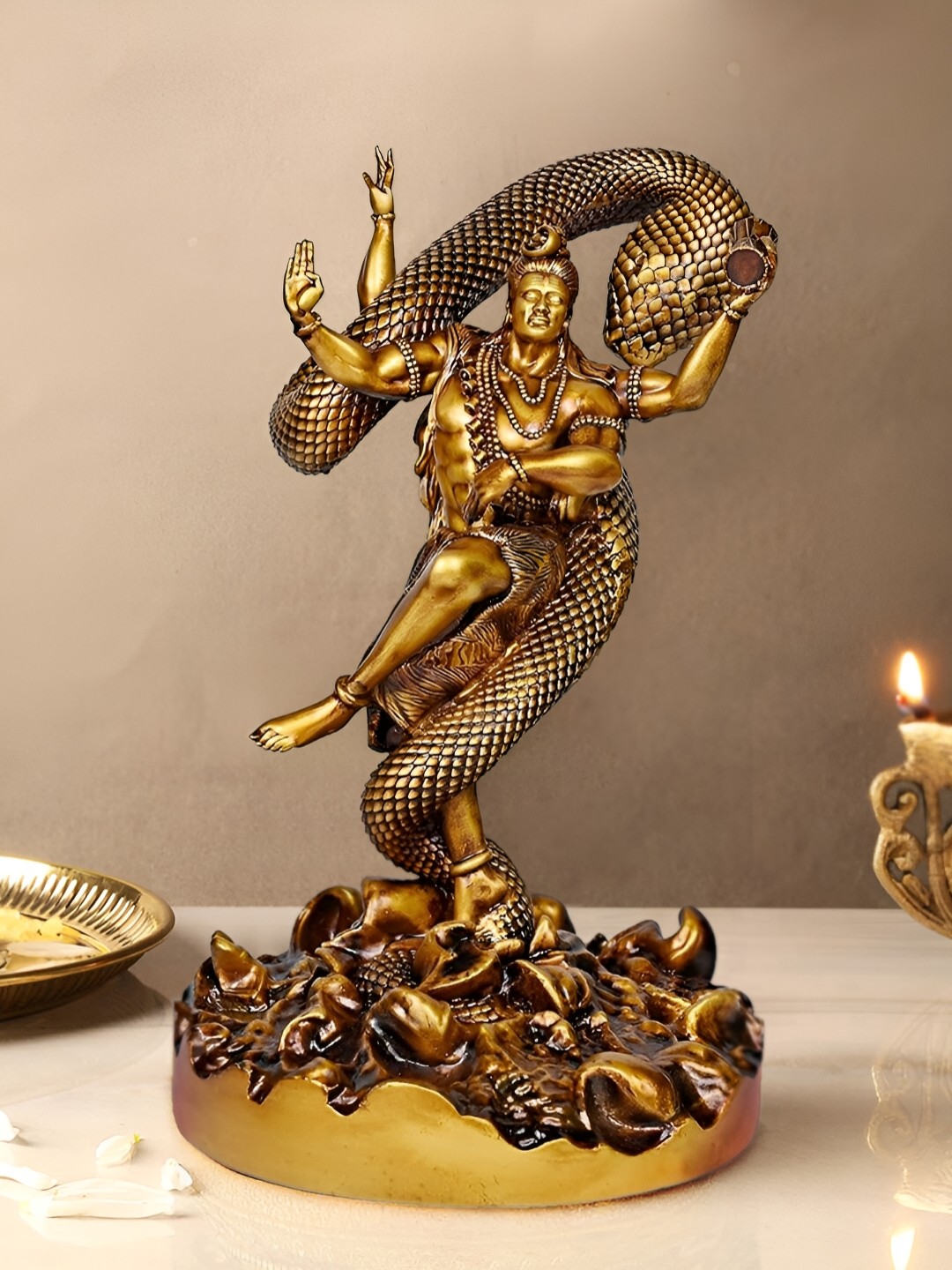 

TIED RIBBONS Gold-Toned Mystical Shiva Idol Statue Showpiece