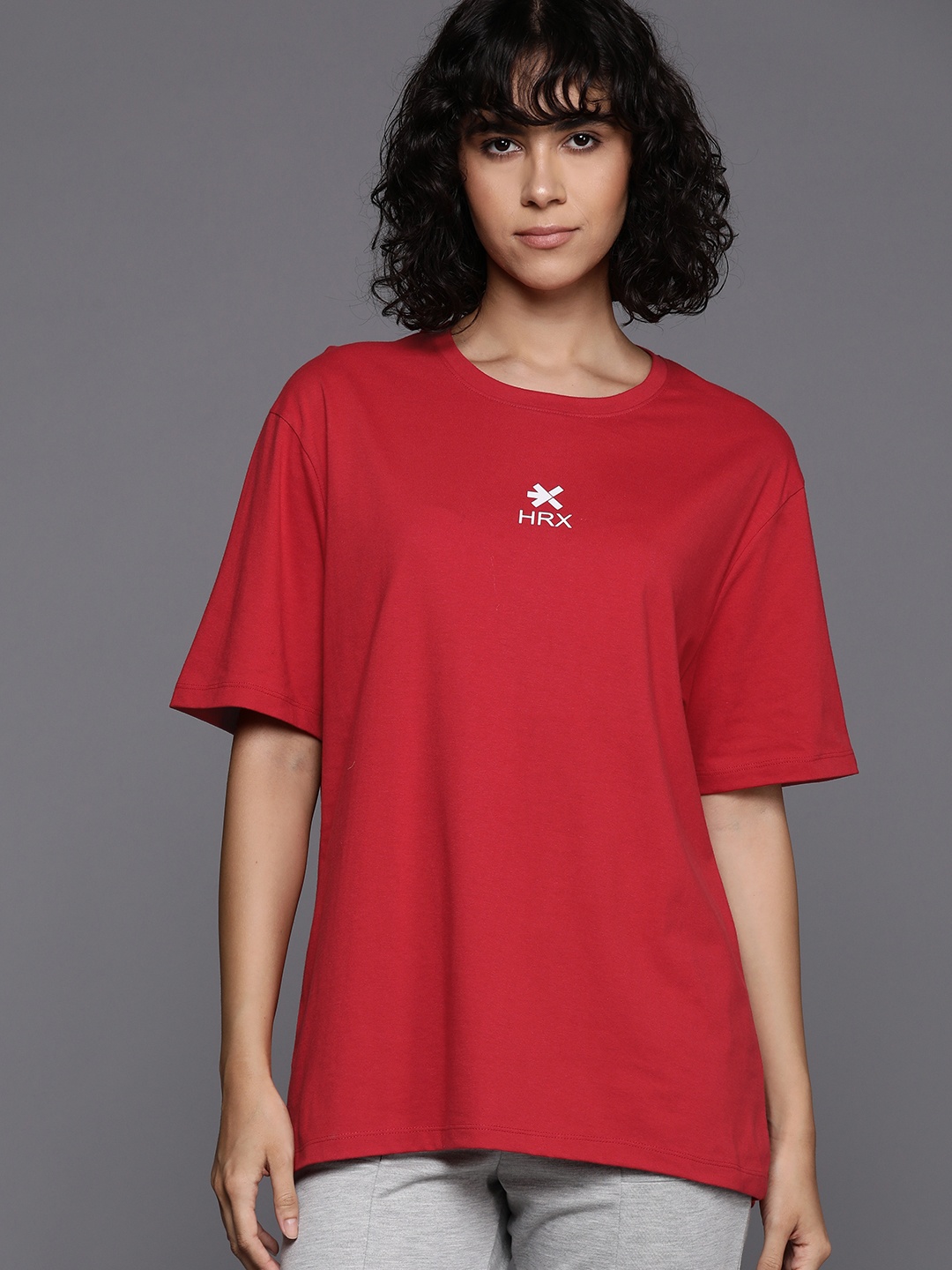 

HRX by Hrithik Roshan Women Brand Logo Printed T-shirt, Red