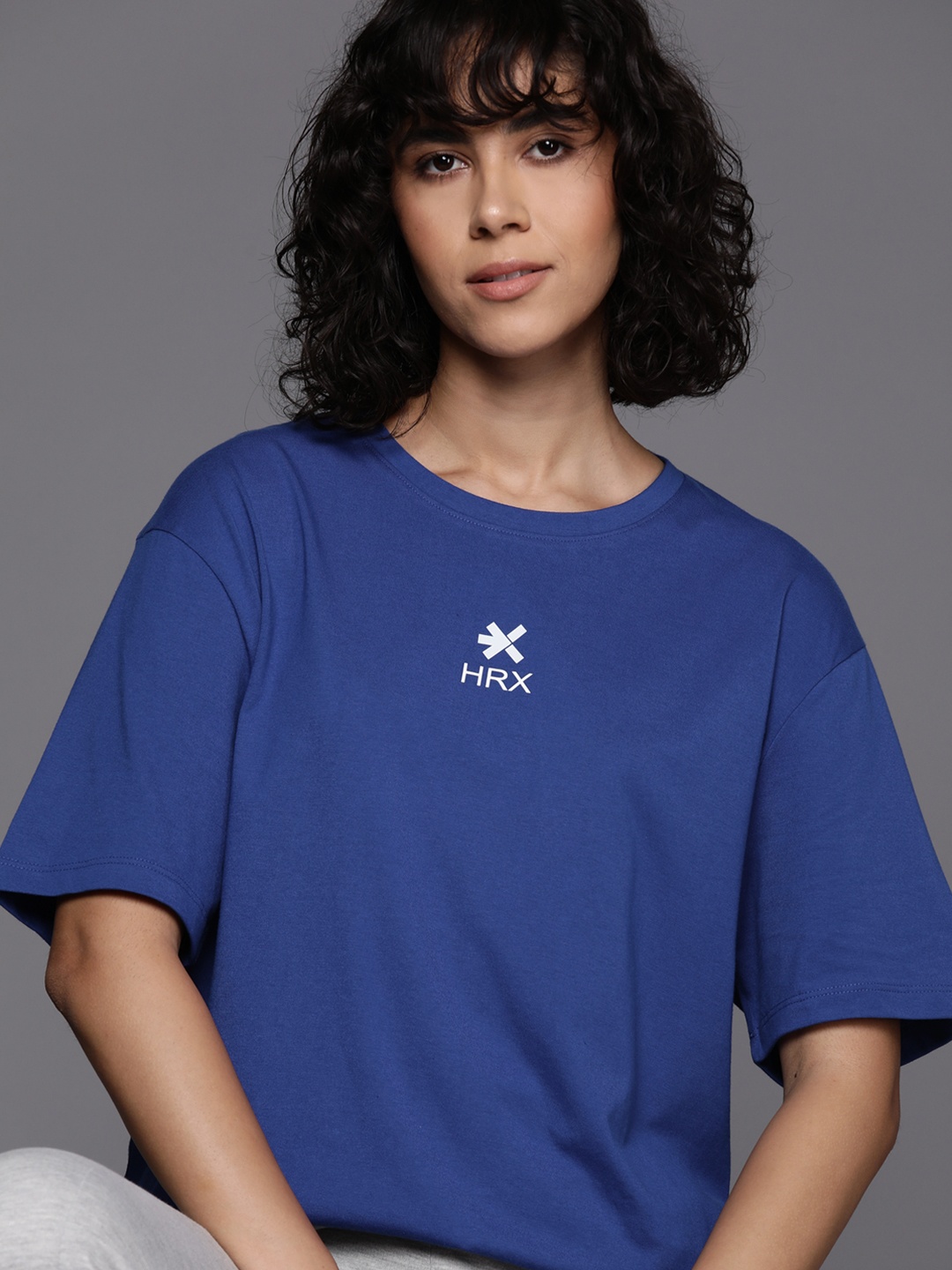 HRX by Hrithik Roshan Women Brand Logo Printed T-shirt, Blue