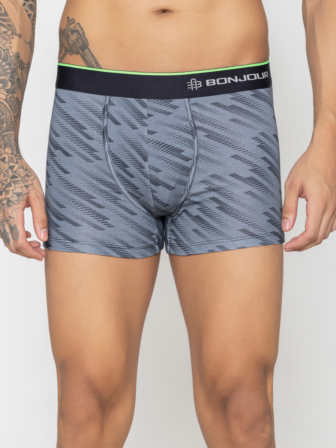 

Bonjour Printed Cotton Super Soft Anti-Bacterial Trunks- BJ10017-CMP03, Grey