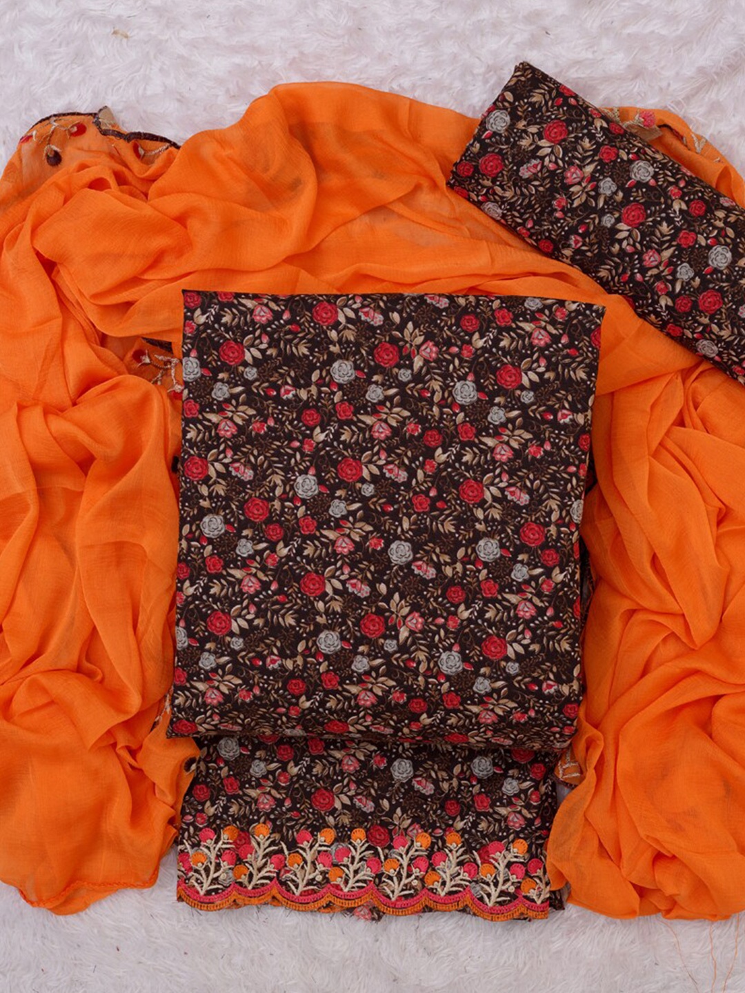 

ASISA Printed Unstitched Dress Material, Brown