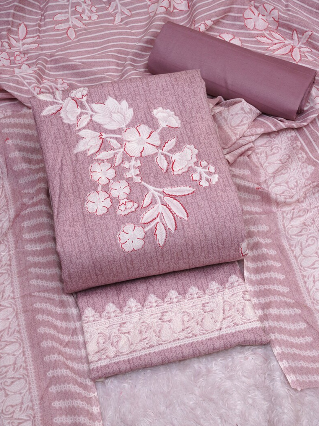 

ASISA Floral Printed Unstitched Dress Material, Pink