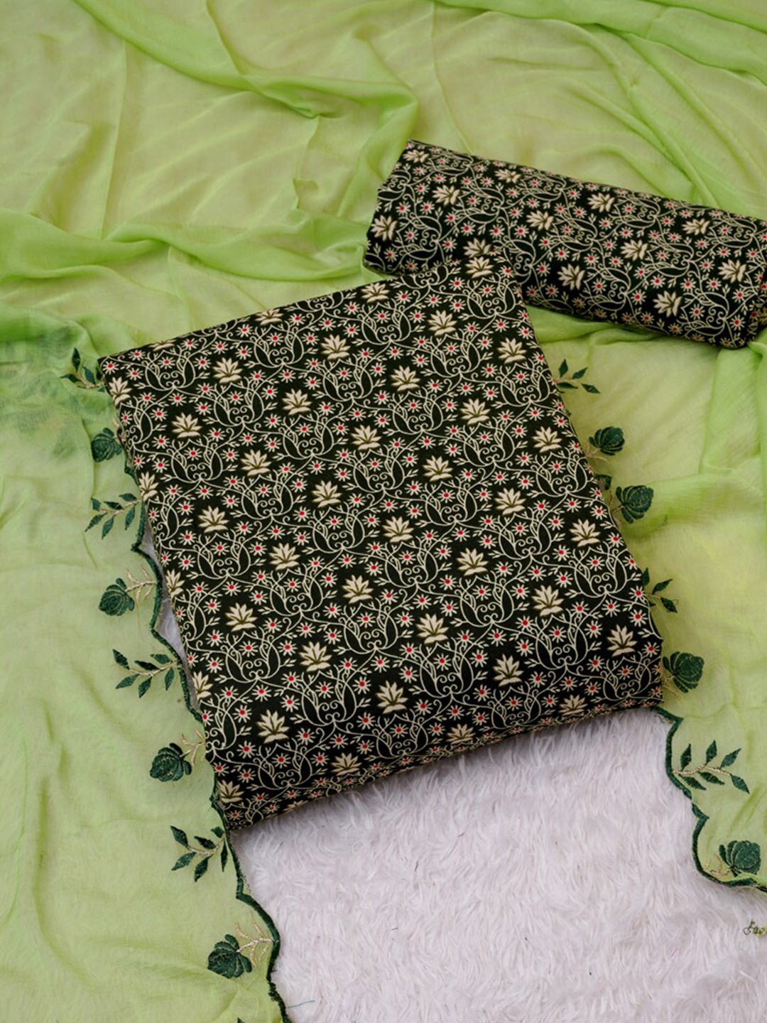 

ASISA Floral Printed Unstitched Dress Material, Green