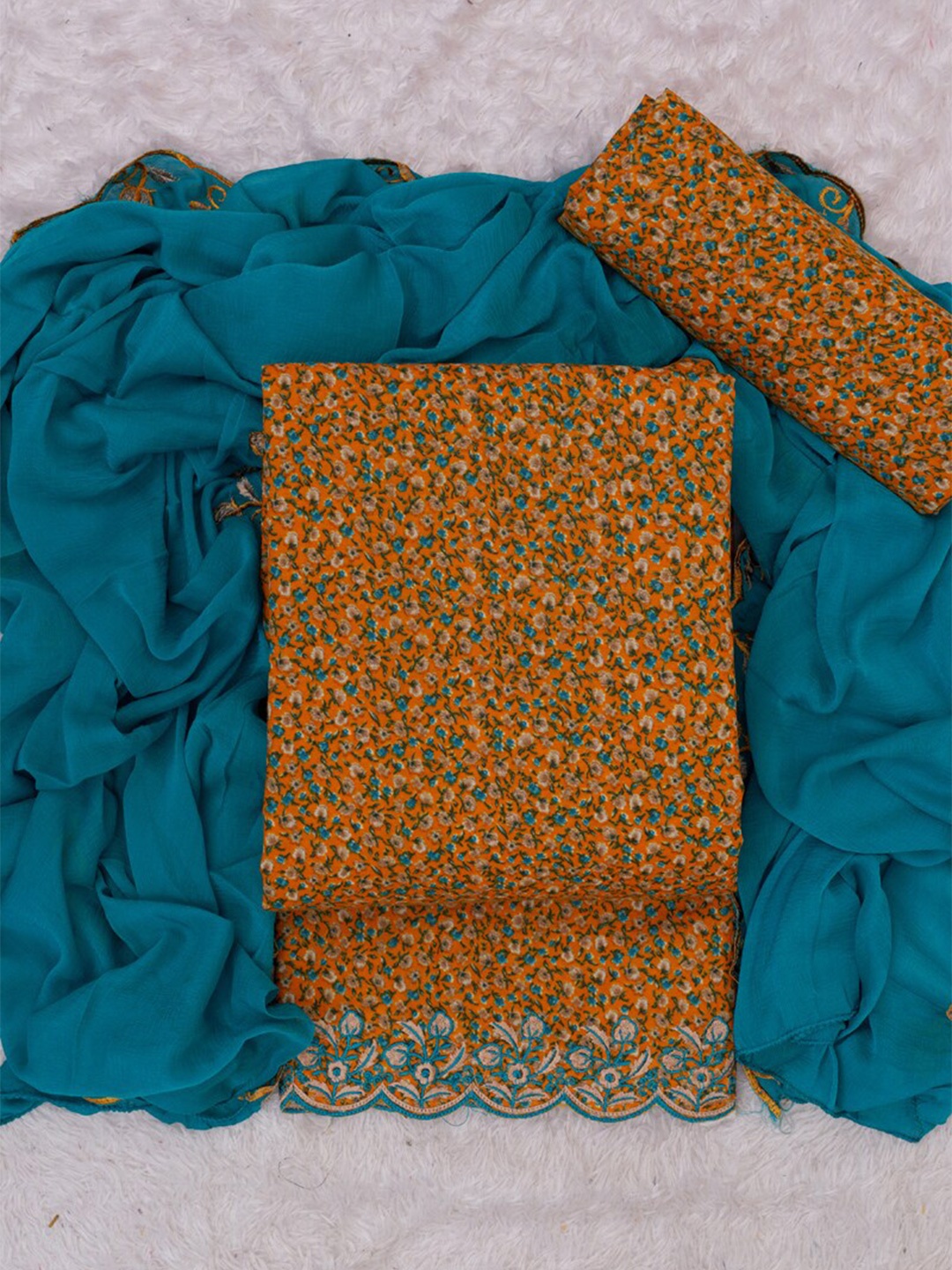 

ASISA Printed Unstitched Dress Material, Mustard