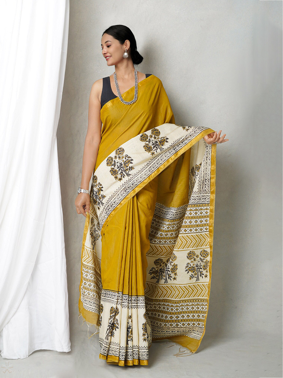 

Unnati Silks Bagh Zari Silk Cotton Bagh Saree, Green