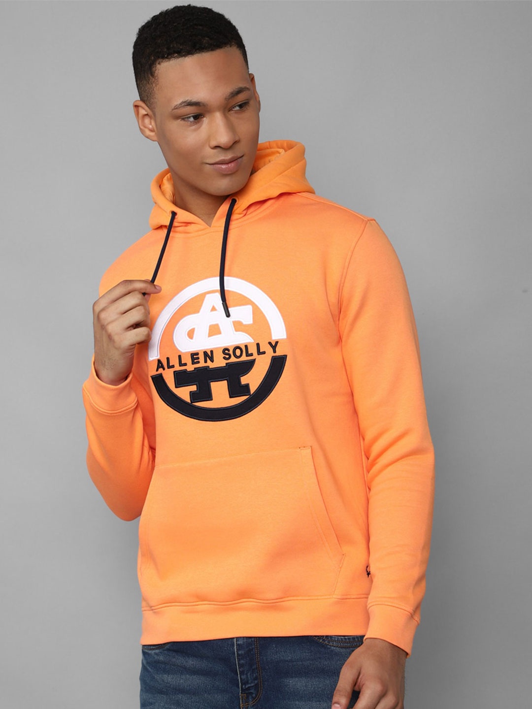 

Allen Solly Men Printed Hooded Sweatshirt, Orange