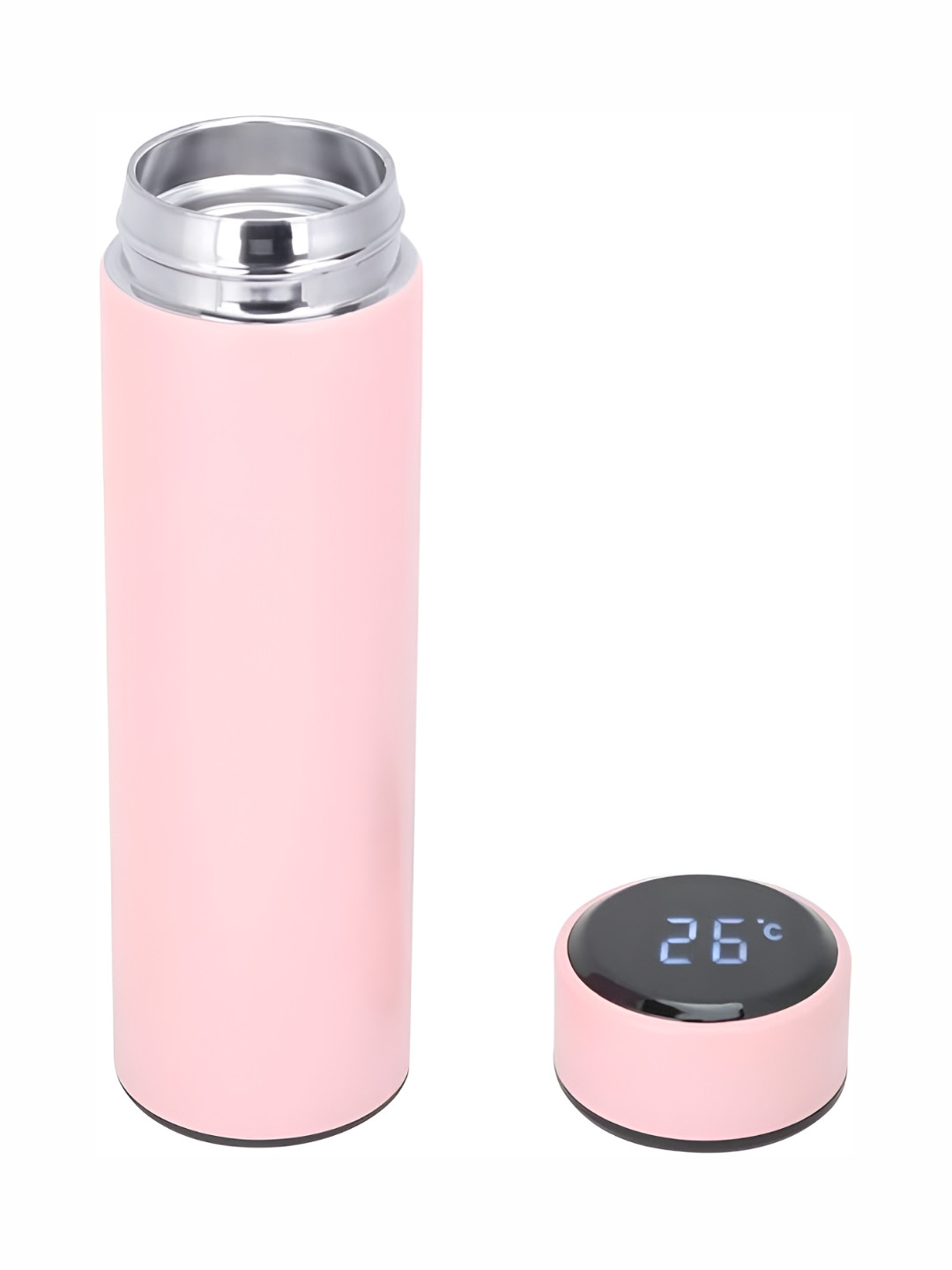 

Awestuffs Pink & Silver-Toned Single Stainless Steel Double Wall Vacuum Water Bottle 500ml