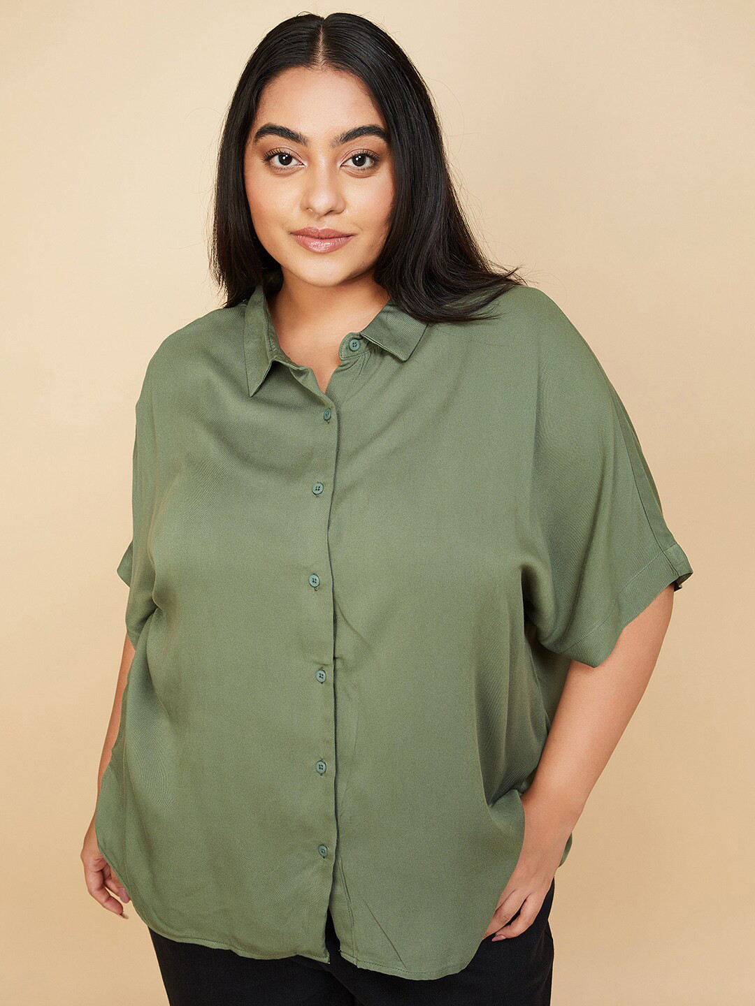 

max Women Opaque Casual Shirt, Olive