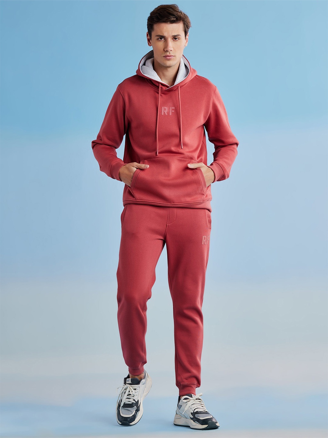 

Red Flame Full Sleeve Hooded Neck Sweatshirt With Joggers Co-Ords, Pink