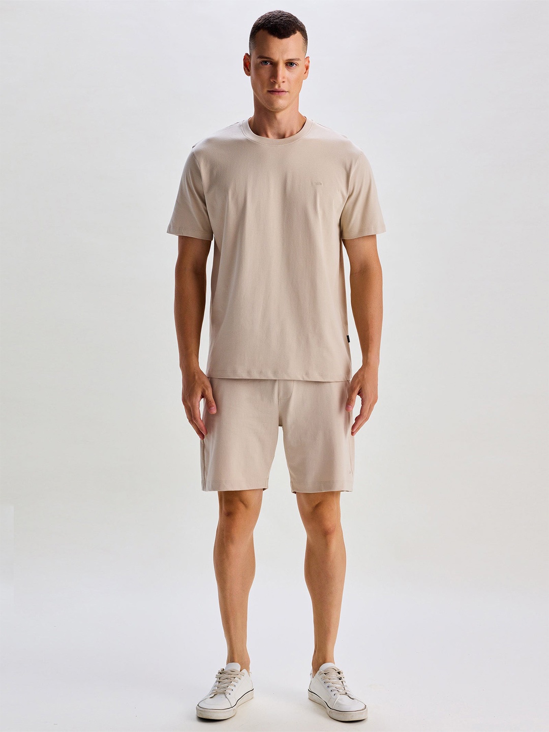 

Red Flame Pure Cotton T-Shirt With Shorts Co-Ords, Cream