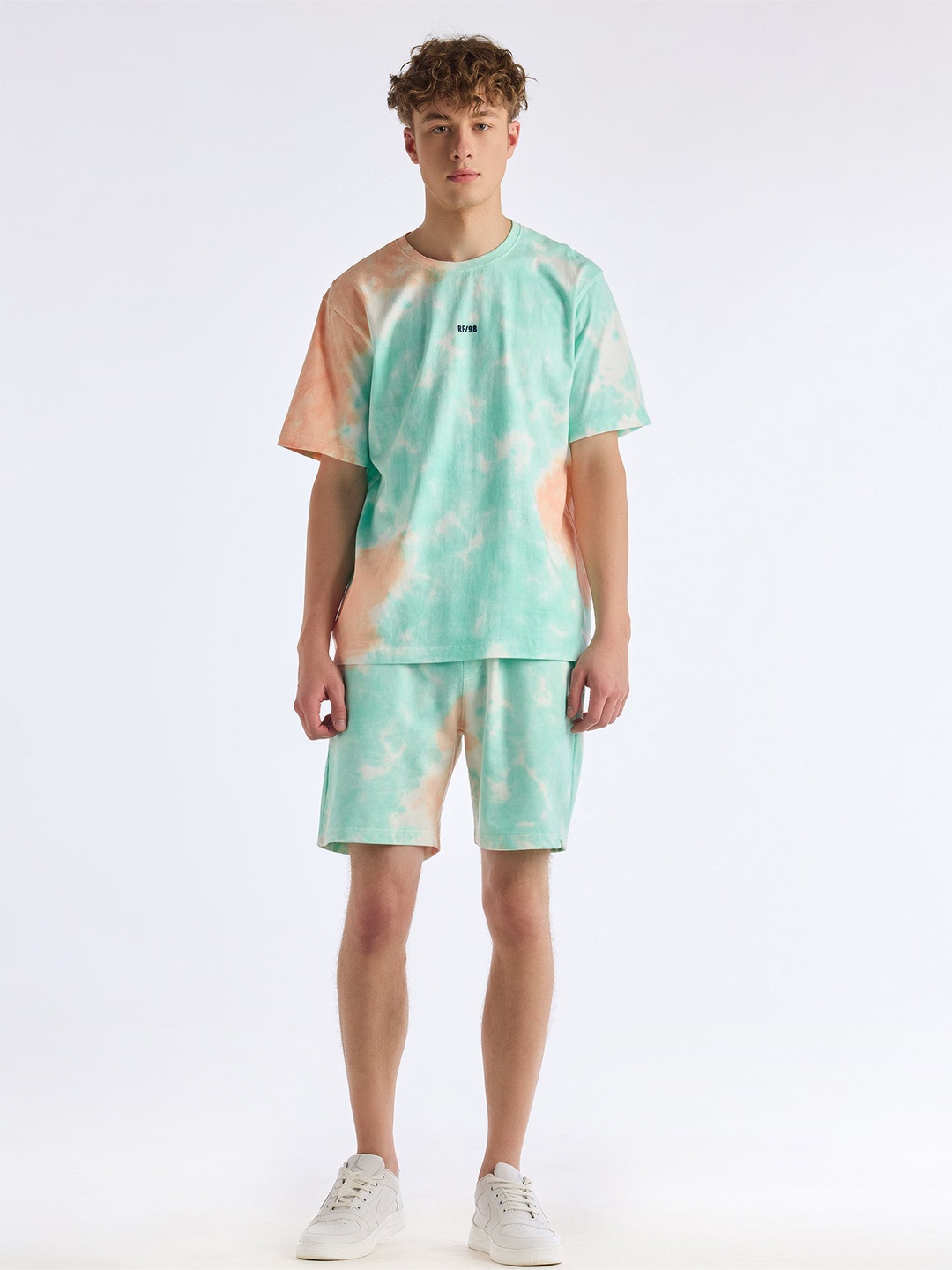 

Red Flame Printed Pure Cotton T-shirt With Shorts, Green
