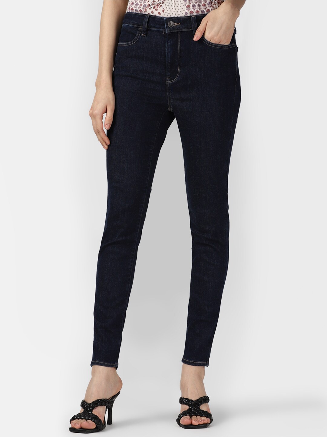 

AMERICAN EAGLE OUTFITTERS Women Slim Fit High Rise Pure Cotton Jeggings, Blue