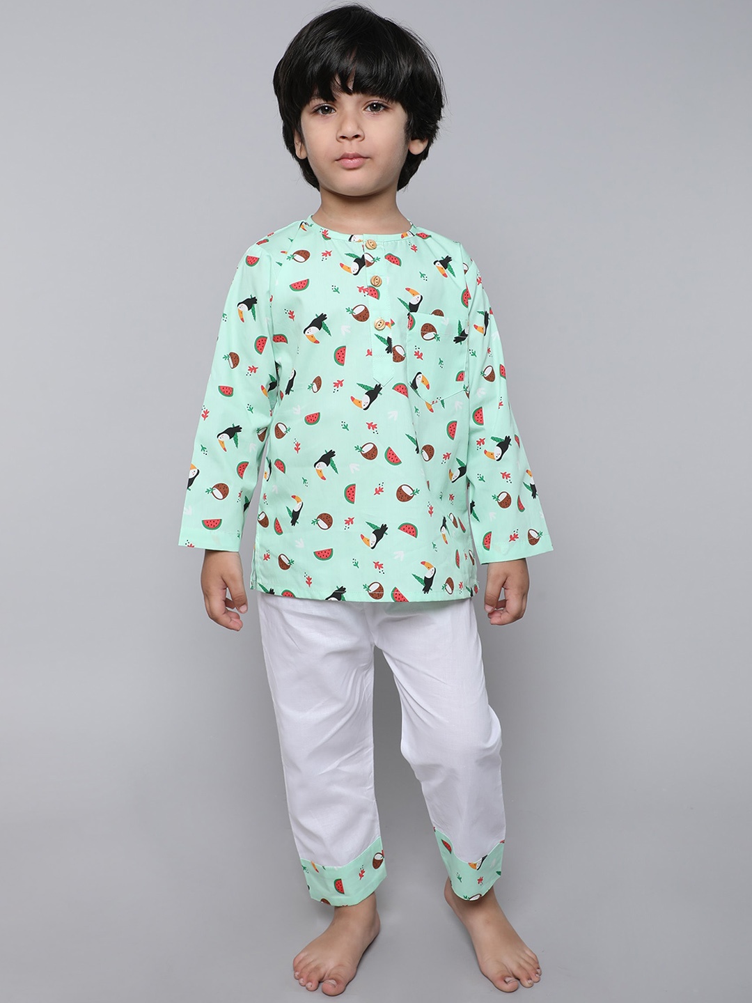 

BAESD Kids Conversational Printed Night suit, Green
